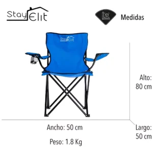 Silla Plegable Con Soporte Para Brazo Camping Exterior Playa Color Azul cod 28 - Image 4
