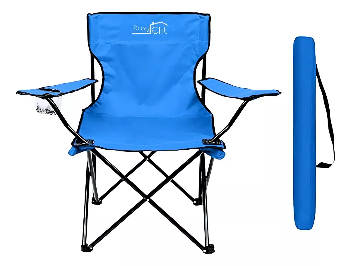 Silla Plegable Con Soporte Para Brazo Camping Exterior Playa Color Azul cod 28 - Image 1