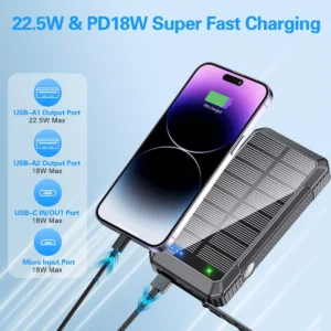 Djkk Banco De Energa Solar Cargador Inalmbrico 33800mah Inco cod 20 - Image 3