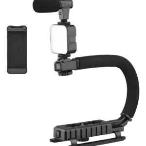 Soporte Estabilizador Para Celular Camara Luz Led Microfono Color Negro - Image 4