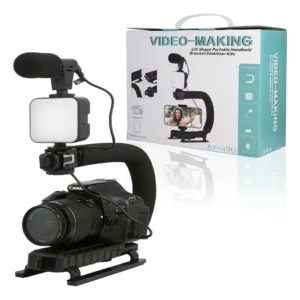 Soporte Estabilizador Para Celular Camara Luz Led Microfono Color Negro - Image 5