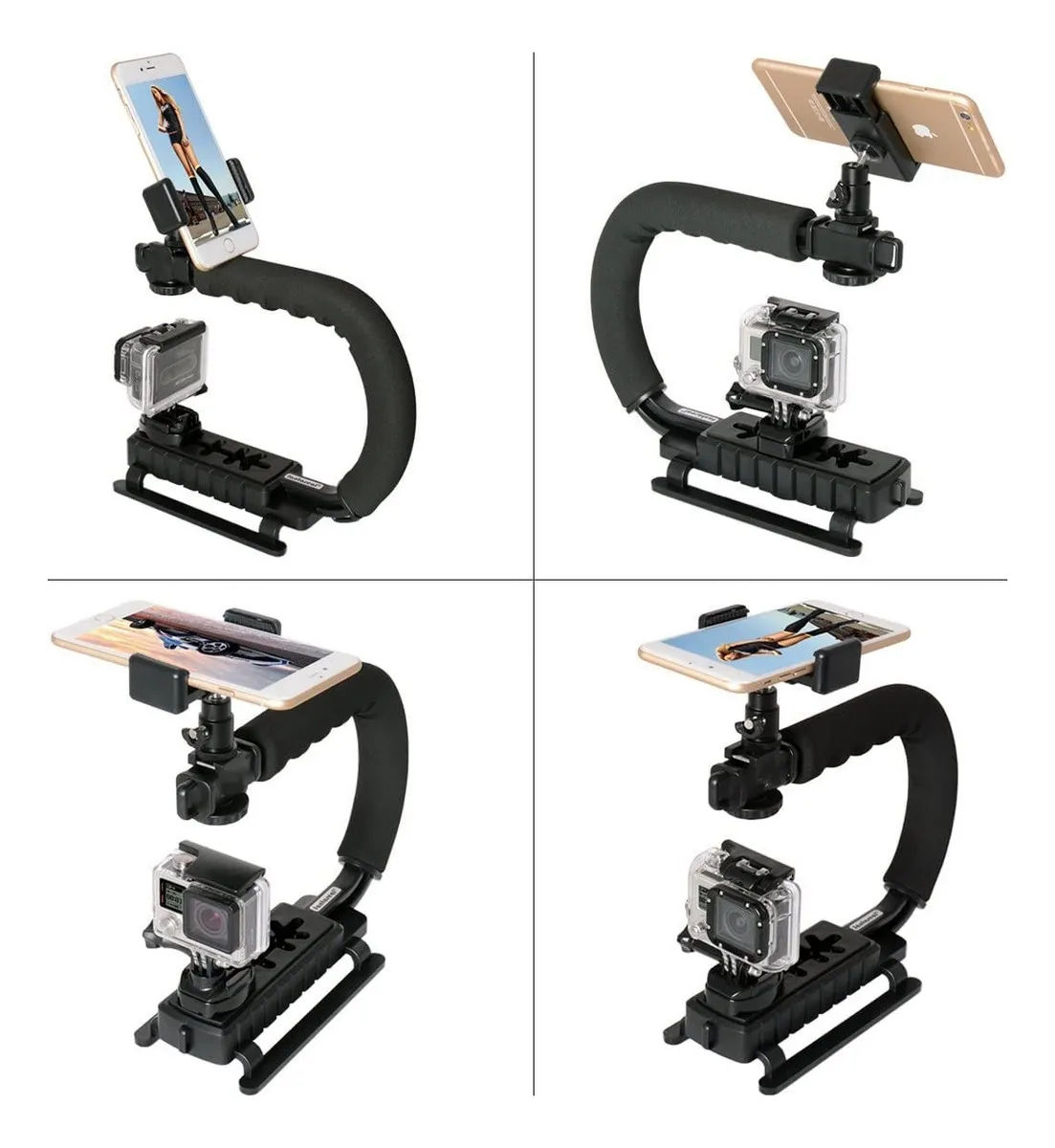 Soporte Estabilizador Para Celular Camara Luz Led Microfono Color Negro - Image 7