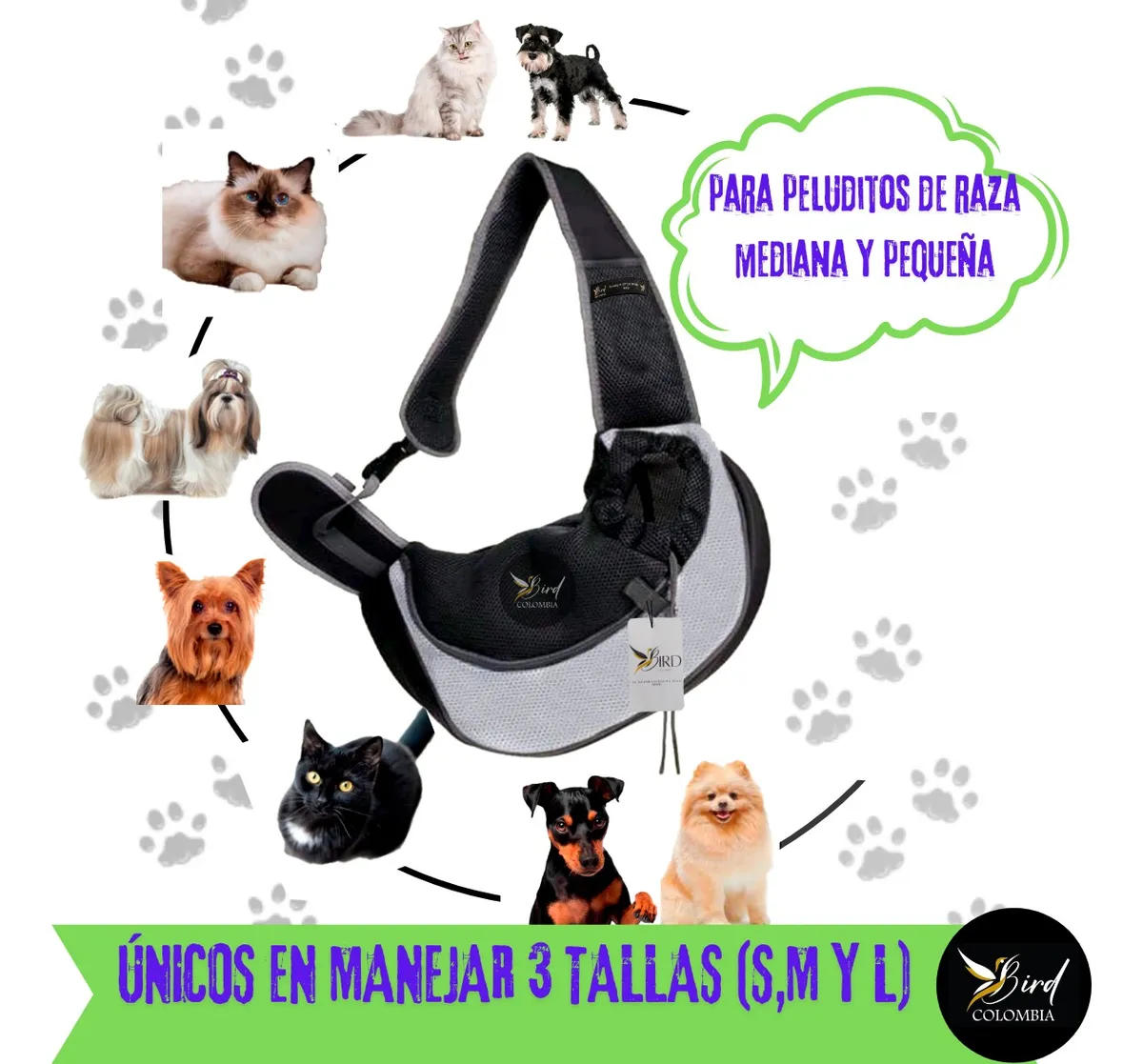 Maleta Cargador Bird Para Mascotas Perro O Gato Color Morado - Image 2