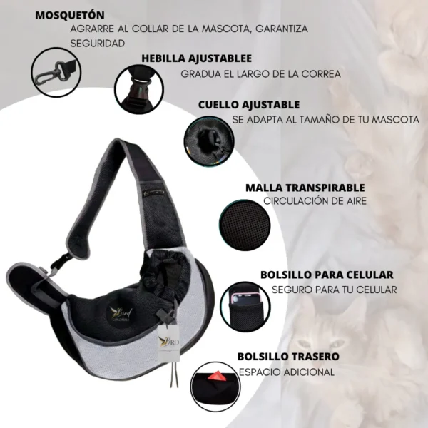 Maleta Cargador Bird Para Mascotas Perro O Gato Color Morado - Image 4
