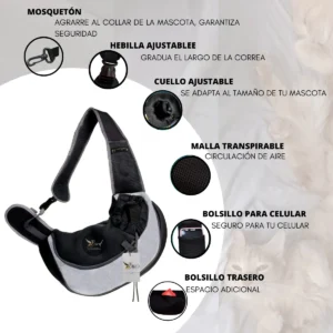 Maleta Cargador Bird Para Mascotas Perro O Gato Color Gris - Image 4