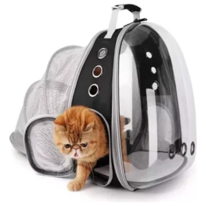 Morral Transparente Para Mascotas, Expandible Y Cómodo Color Gris